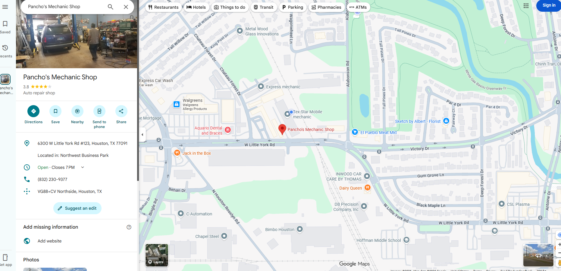 Pancho's Mechanic Shop location map