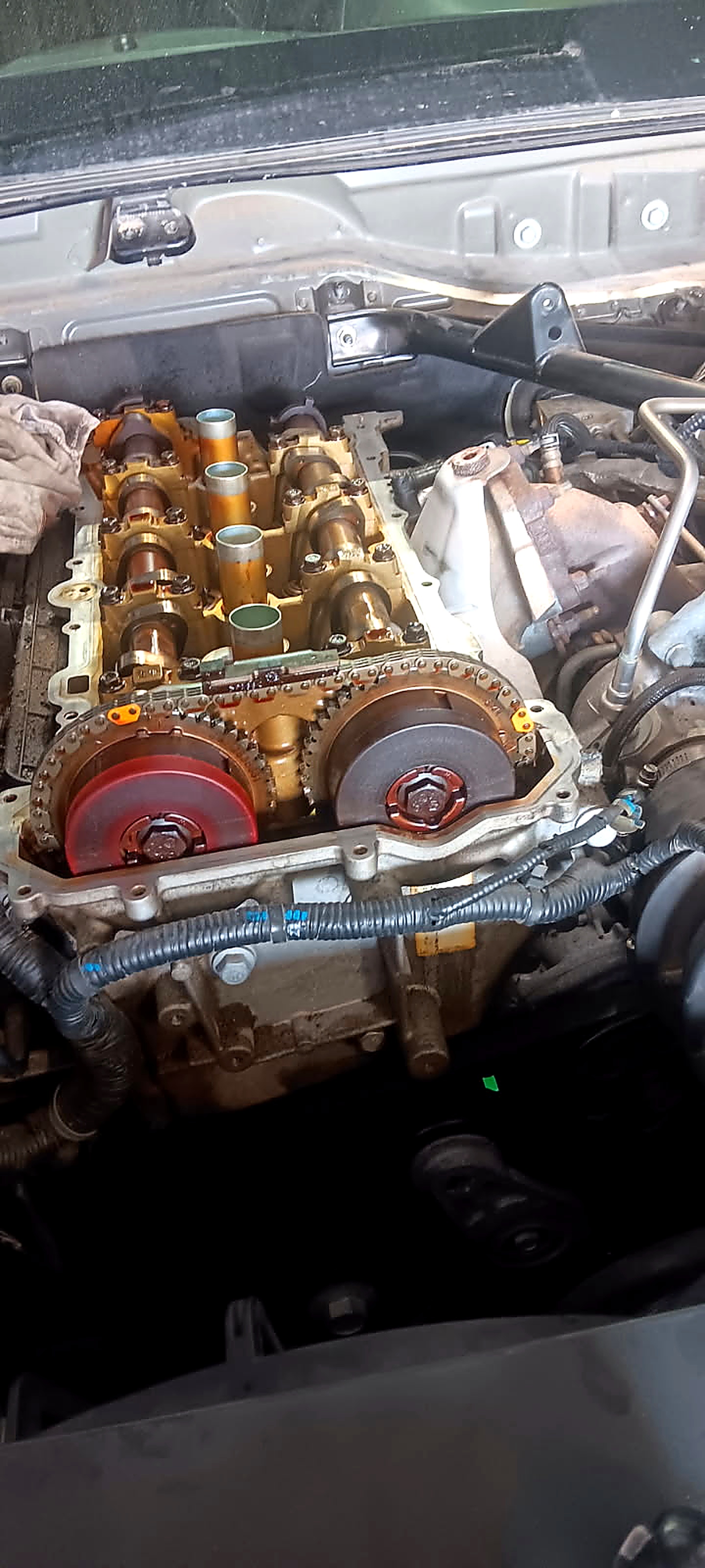 Engine repair in progress