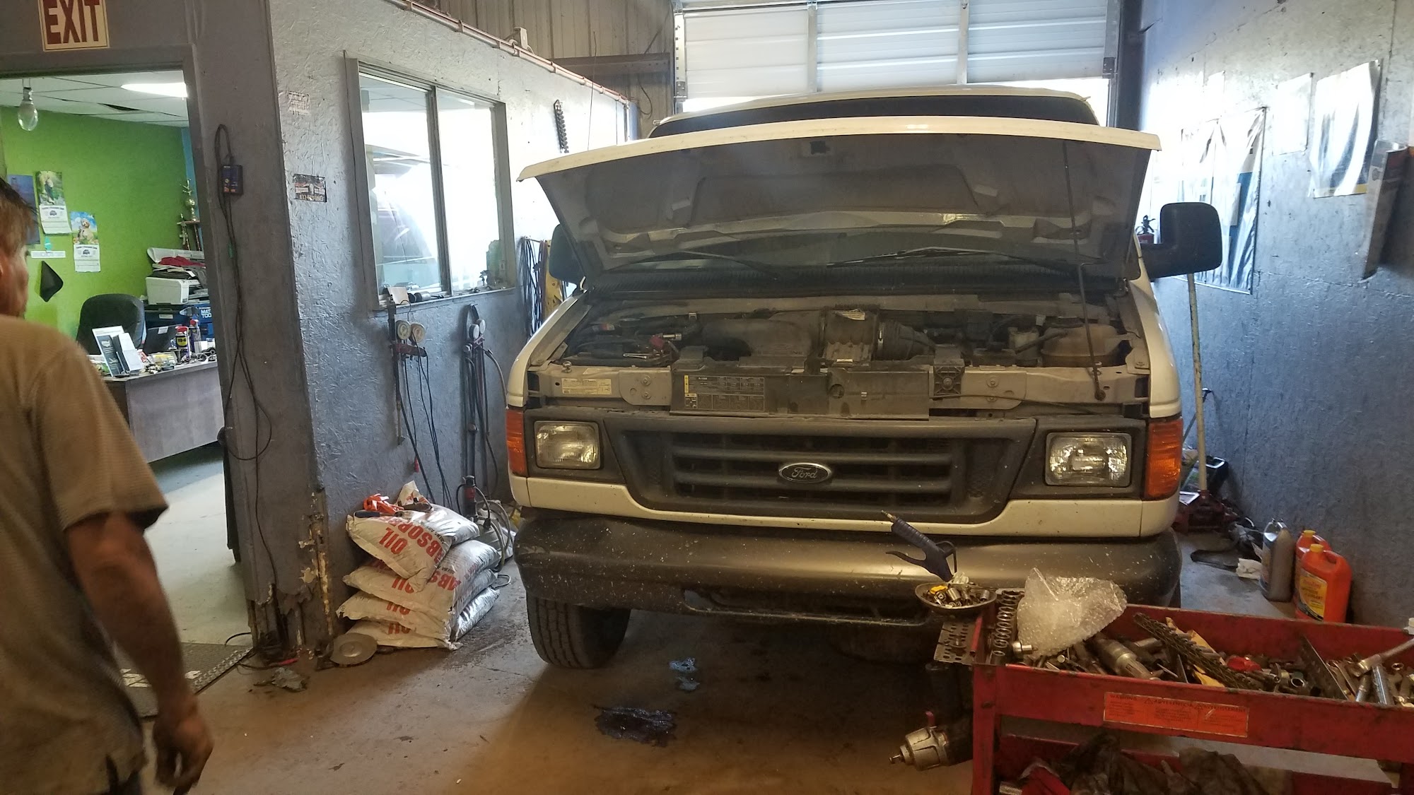 Engine repair in progress